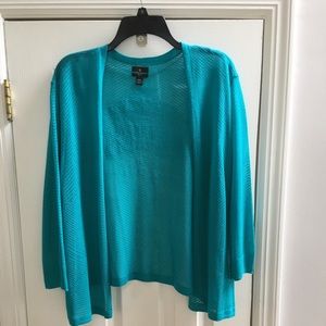 Worthington  teal crochet looking sweater